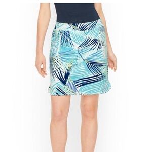T by Talbots Blue and White Tropical Palm Printed Skort Women's Size Medium